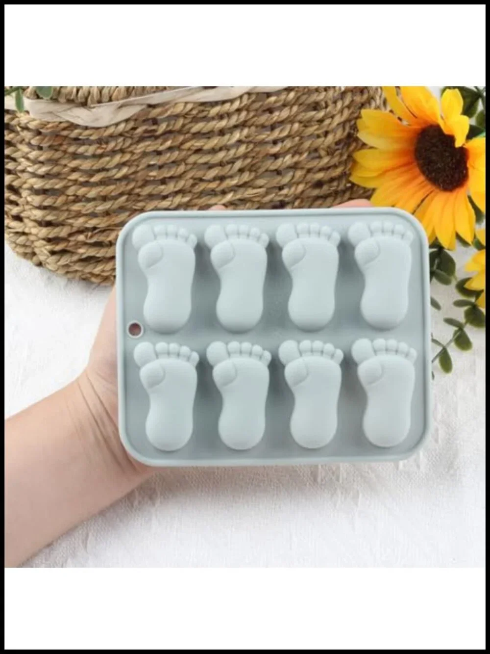 8 Cavity Baby Foot Prints Silicone Candy Mold Chocolate Baking